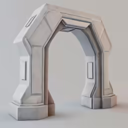 a white marble arch with a door on top