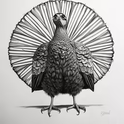 a drawing of a bird is sitting in front of an umbrella