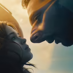 a man and a woman looking at each other