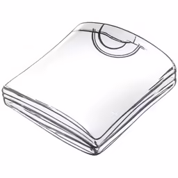 a square shaped table cloth with black and white edges