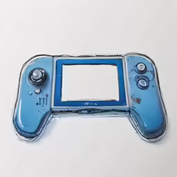 a blue device on a white table