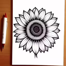 an artistic drawing in pencil with a white background and a pen