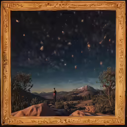 the night sky has stars shining through the clouds