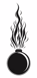 a cup with a fire on it