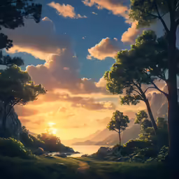 a sunset with the sun shining through clouds