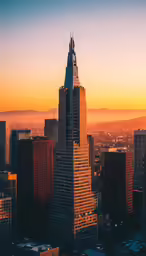 the skyline of a city with tall buildings