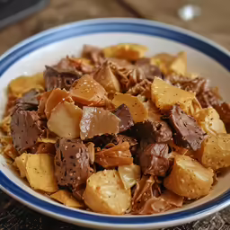 a bowl of nuts and other food in it