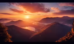 the sun shines through clouds over some mountain tops