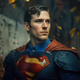 a man dressed as superman poses for a photo