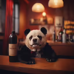 there is a bottle of wine and a stuffed animal