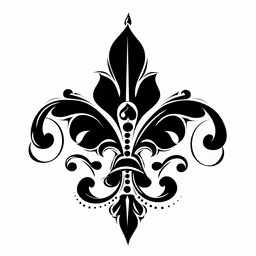 a black and white fleur of leaves design,black and white silhouette of a fleur d