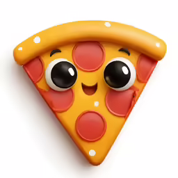 a piece of pizza with eyes showing from its slice