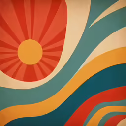 an abstract painting of wavy lines and bright colors