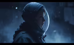 a female astronaut in a space suit and helmet