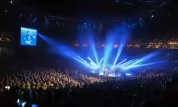 a concert is seen with many people at it