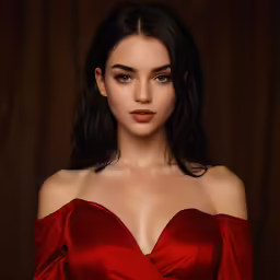 an image of a woman in red dress