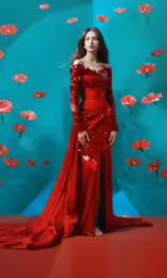 woman standing in front of waterlilly backdrop posing for a photo