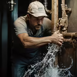 a man working on an open pipe