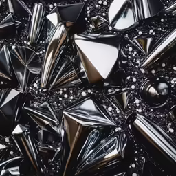 many shiny metal objects are seen in this close up photo