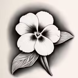 a drawing of a flower with leaves