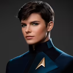 a woman wearing a star trek outfit