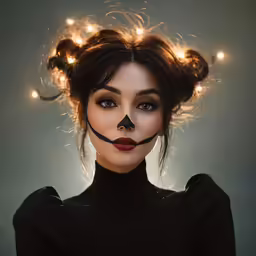 a woman with makeup painted as a cat