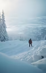 a man with a red jacket skiing down the mountain