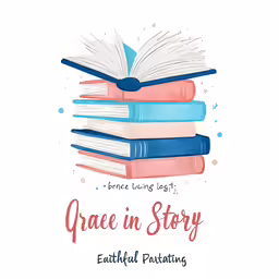 a stack of books with the words grace in story written on top