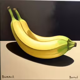 a photograph of two bananas on display at a museum