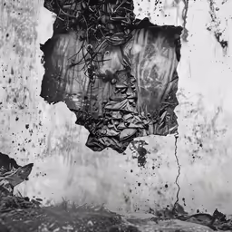 a black and white photo shows a background with very little splots