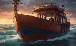 there is a boat in the water by itself,a boat that is in the water with a person on it