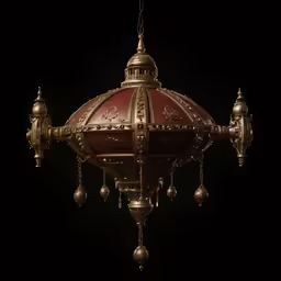 there is a fancy light fixture in the black room