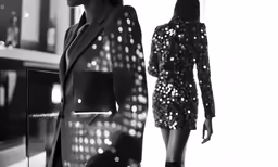 two mannequins stand next to each other in an advertisement