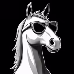 the head of a horse wearing sunglasses