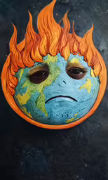 an image of a face covered in fire and a gas mask