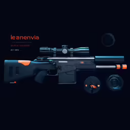 the rifle is set up on a table with the scope pointed at it