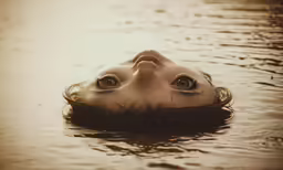 a young woman floating on top of a body of water