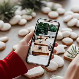 someone taking a photo of their food while having a cup of coffee