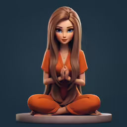 a woman with long hair sitting on a table
