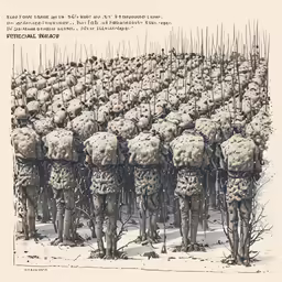 an old military drawing with men in uniform