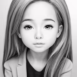 the girl in this black and white photo is a very cute little kid