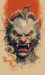 an artisticly designed painting of a creepy creature