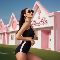 a model is posing outside of a store