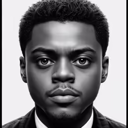 an artistic black and white photograph of a man with fake eyelashes