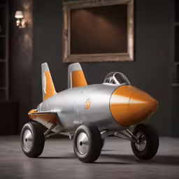 an airplane is shown from the front in a building