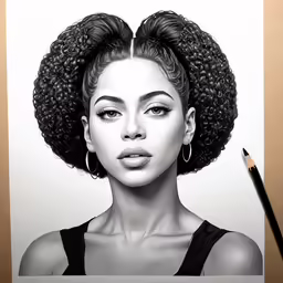 a drawing of a black woman wearing curly hair