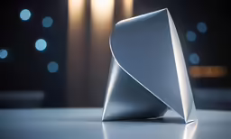 an abstractly shaped sculpture sits on the table
