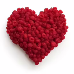 there are raspberries in the shape of a heart