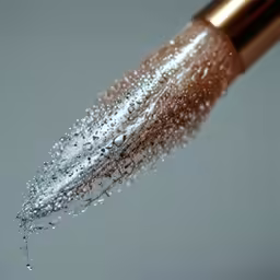 a brown pen sticking out of the tip of a brush