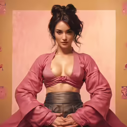 a woman wearing a top and a skirt with her hands on her hips